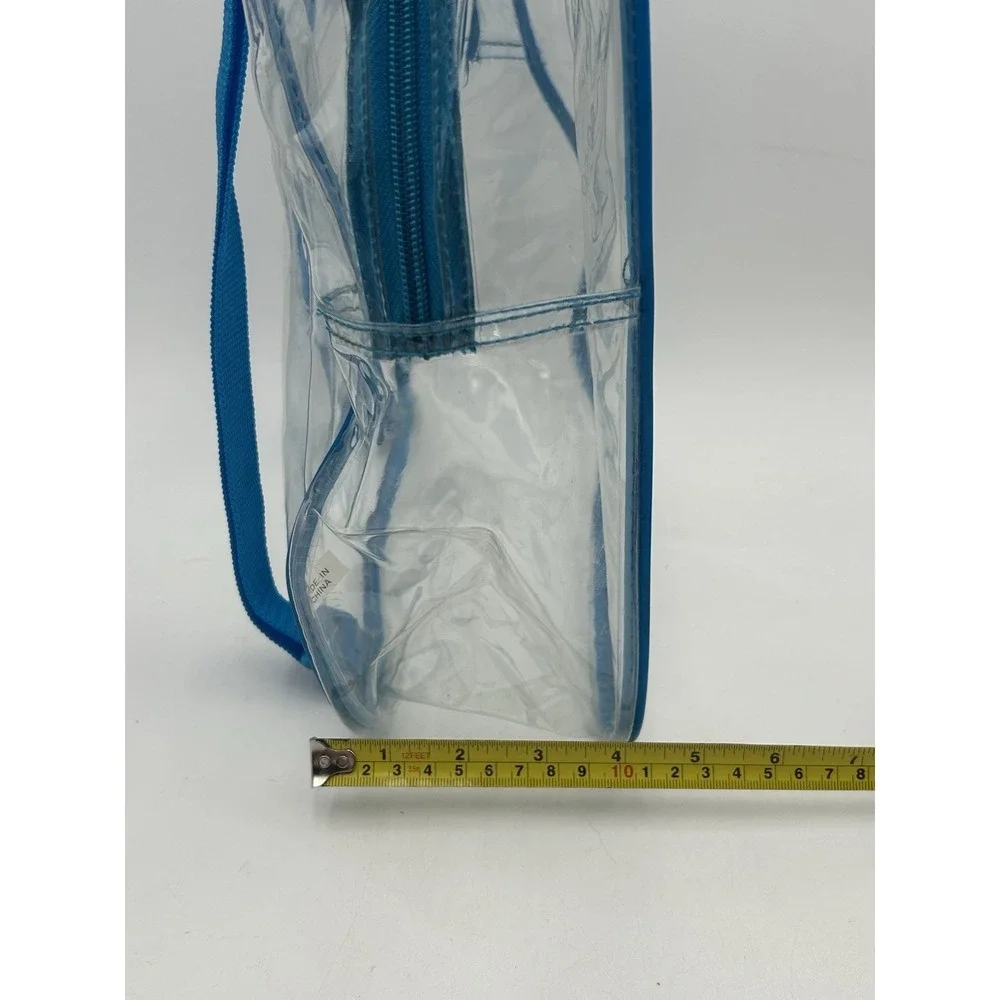 Vintage‎ 90s Y2K Lisa Frank Logo Clear Backpack See-Thru Vinyl Blue Straps 15